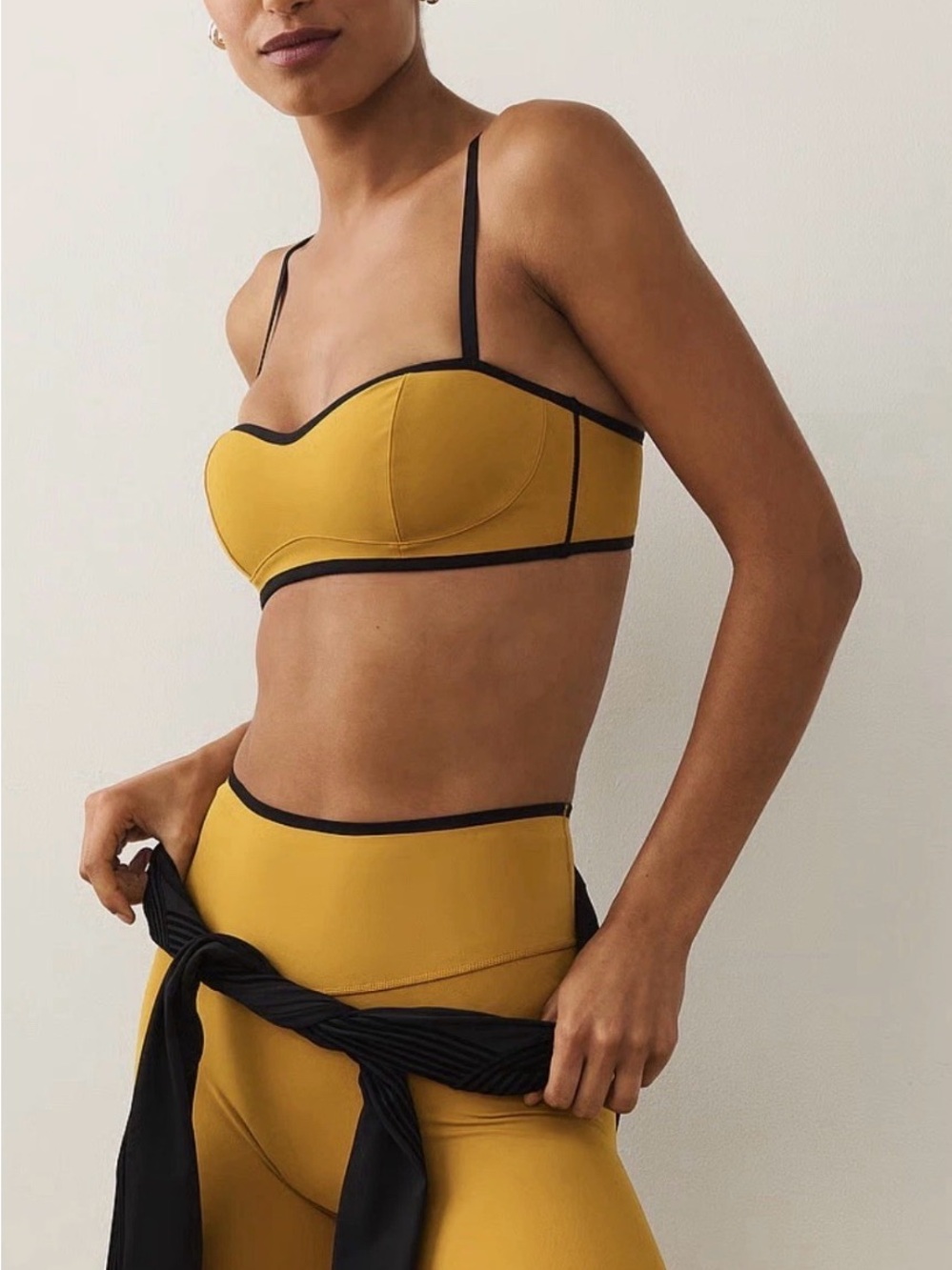 Victoria's Secret Mustard Yellow Bralette with Black Trim
